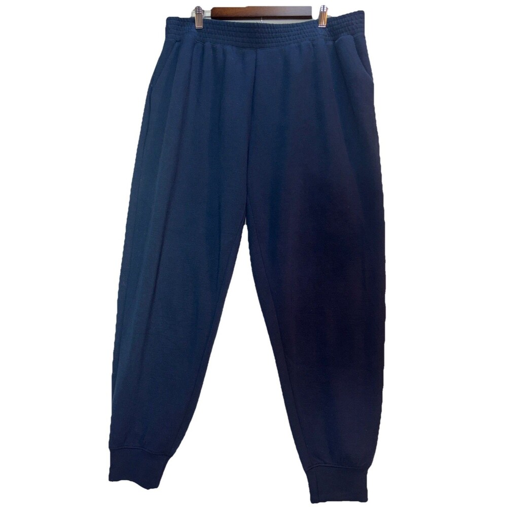 Sharagano Sweatpants Women Size 2X Active Wear Navy Blue Soft Gathered Ankles